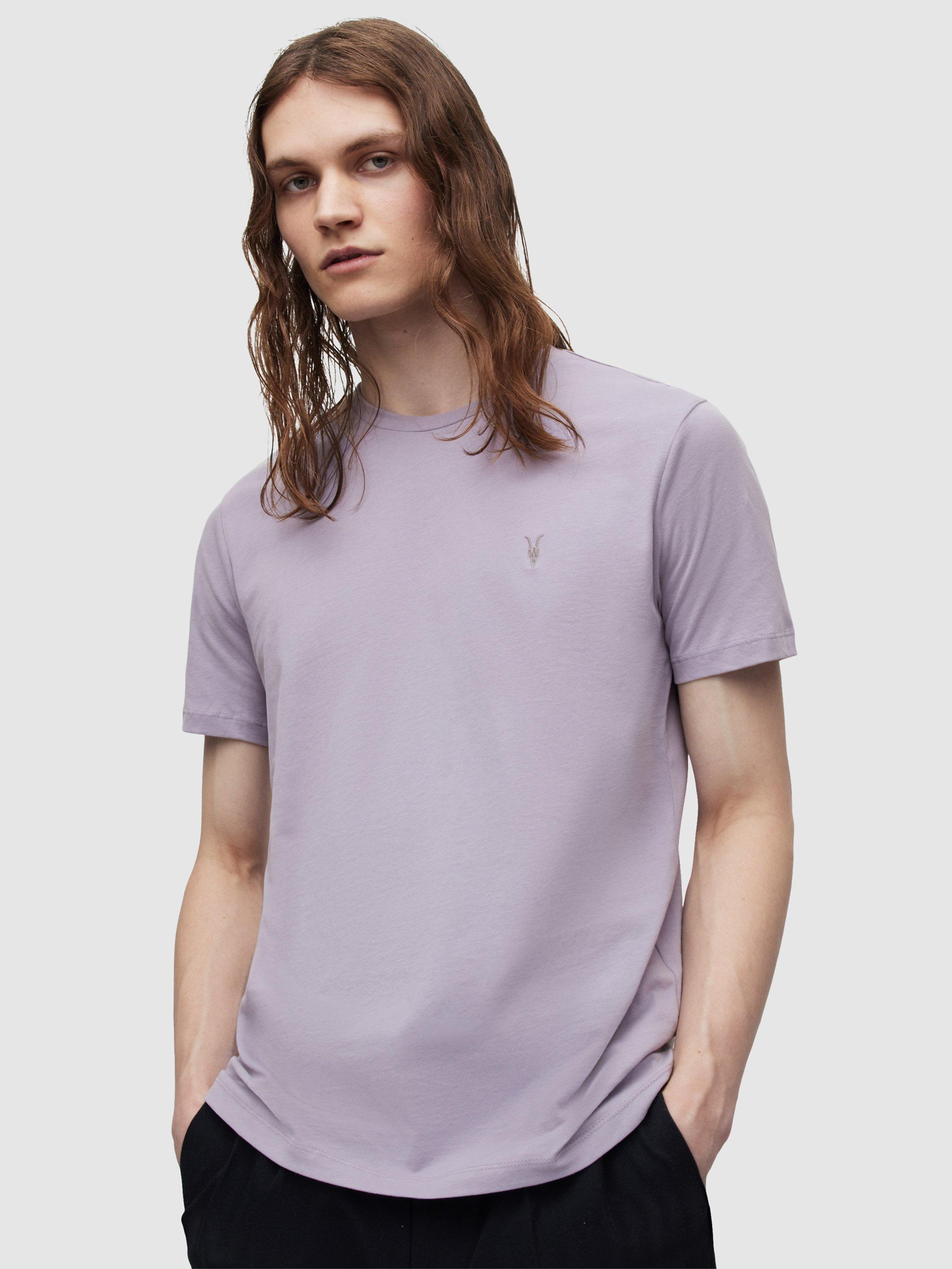 AllSaints Brace Short Sleeve Crew Neck T-Shirt, Pack of 3, Purple/Blue/Grey