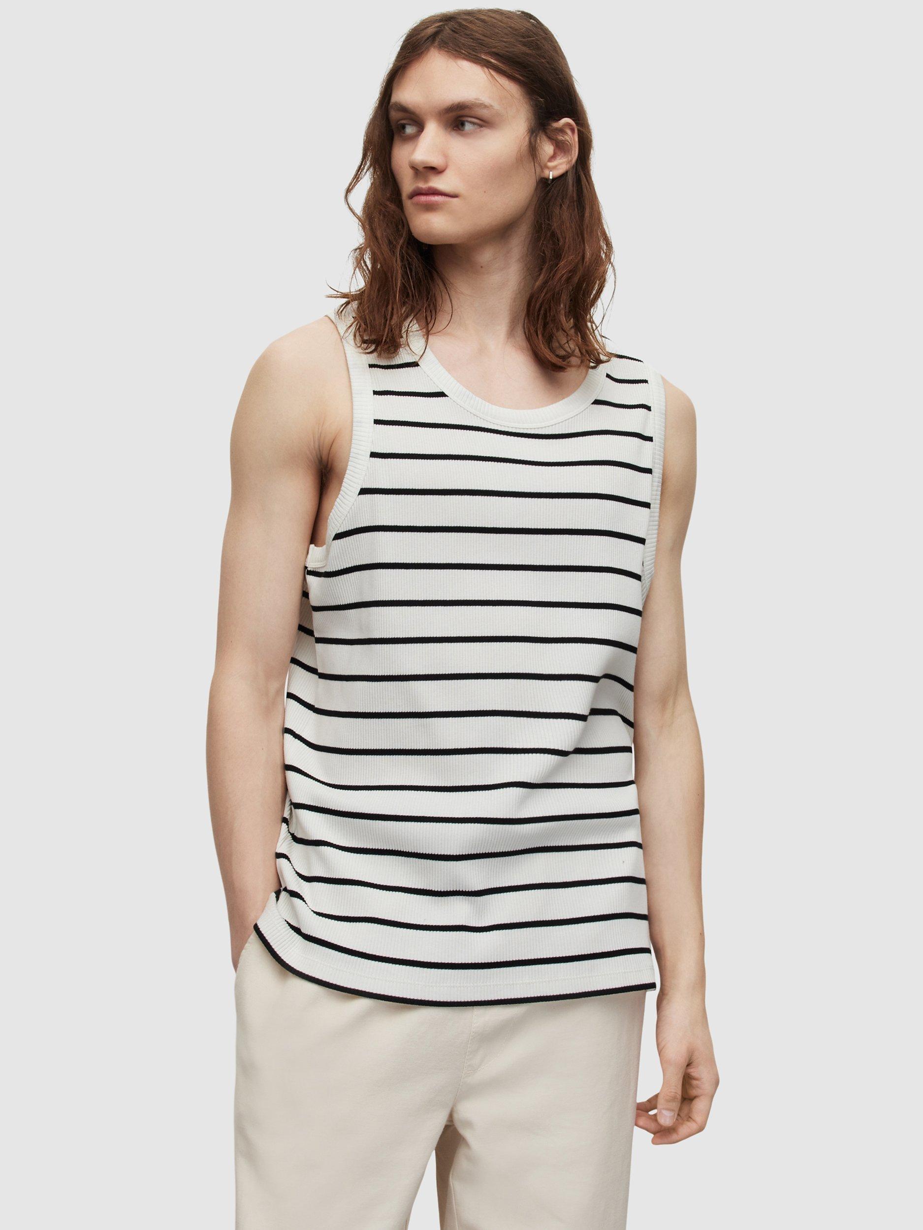 AllSaints Falco Striped Vest, White/Black