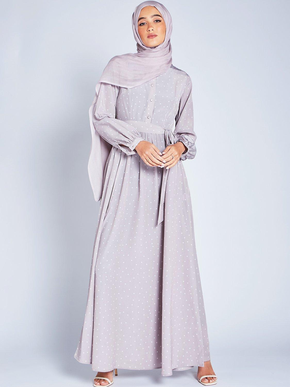 Aab Spring Polka Maxi Dress, Light Grey