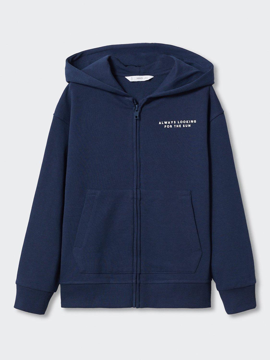 Mango Kids, Endless Cotton Zip-Up Jumper Hoodie, Navy