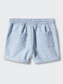 Mango Kids' Tulum Striped Cotton Shorts, Blue/White - view 2, Blue/White