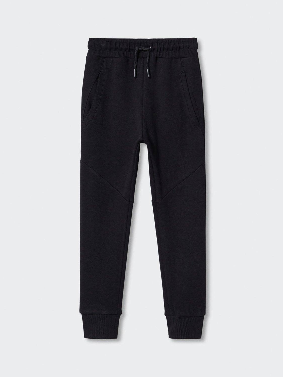 Mango Kids' Guillem Cotton Jogger Trousers, Black