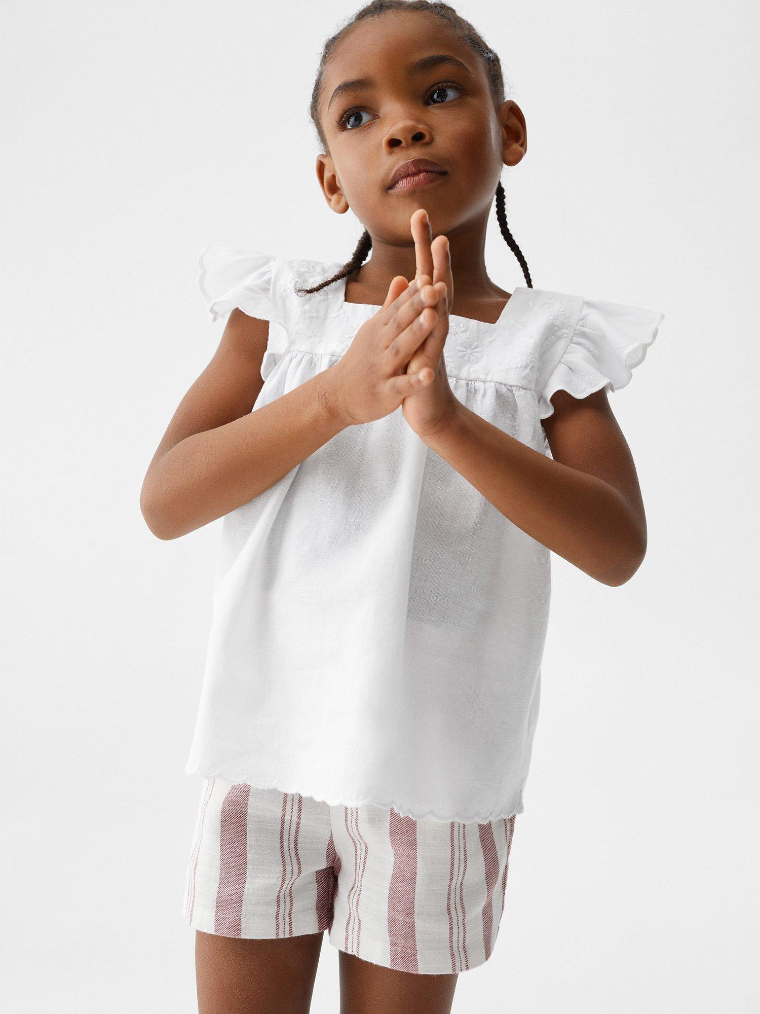 Mango Baby Adela Ruffled Sleeve Blouse, White