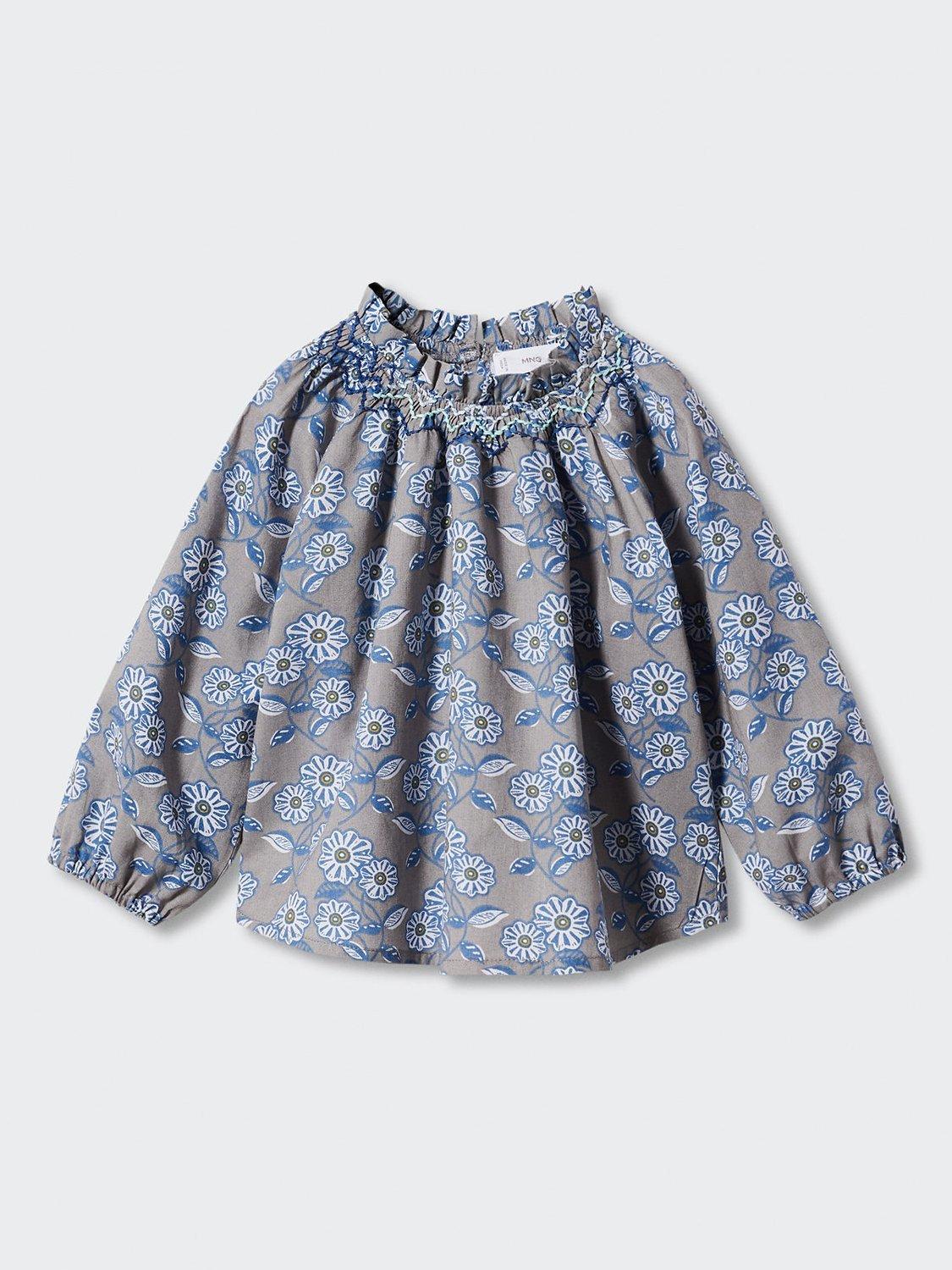 Mango Baby Asha Floral Print Blouse, Medium Grey