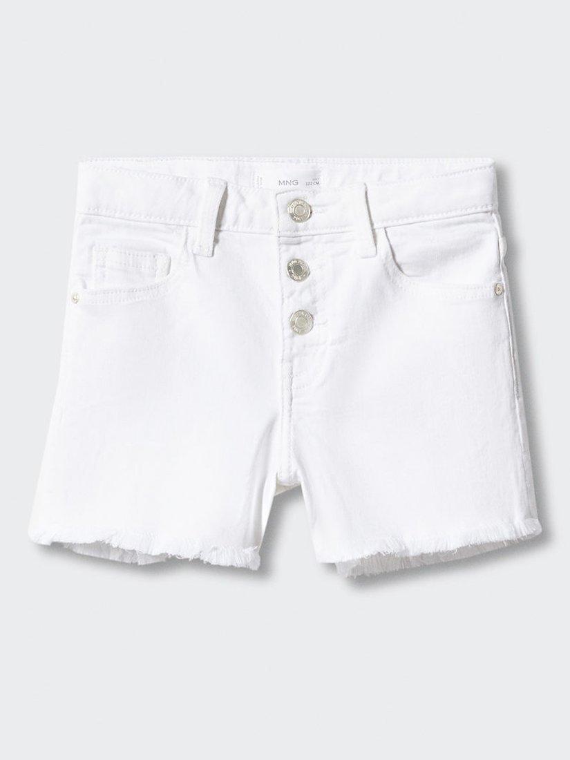 Mango Kids' Patri Frayed Denim Shorts, White