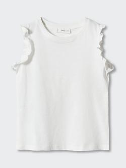Mango Kids' Bandini Ruffled Shoulder Top, Natural White
