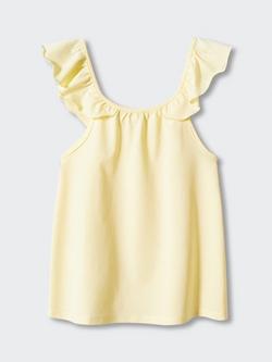 Mango Kids' Giselle Frill Shoulder Top, Yellow