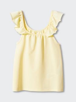 Mango Kids' Giselle Frill Shoulder Top - view 2, Yellow