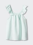 Mango Kids' Giselle Frill Shoulder Top, Pastel Blue