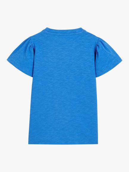 Whistles Kids' Frill Sleeve Plain Top - view 2, Blue