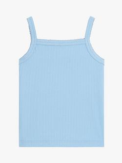 Whistles Kids' Strappy Cotton Rib Top, Blue, Blue