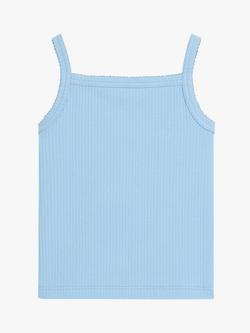 Whistles Kids' Strappy Cotton Rib Top, Blue - view 2, Blue