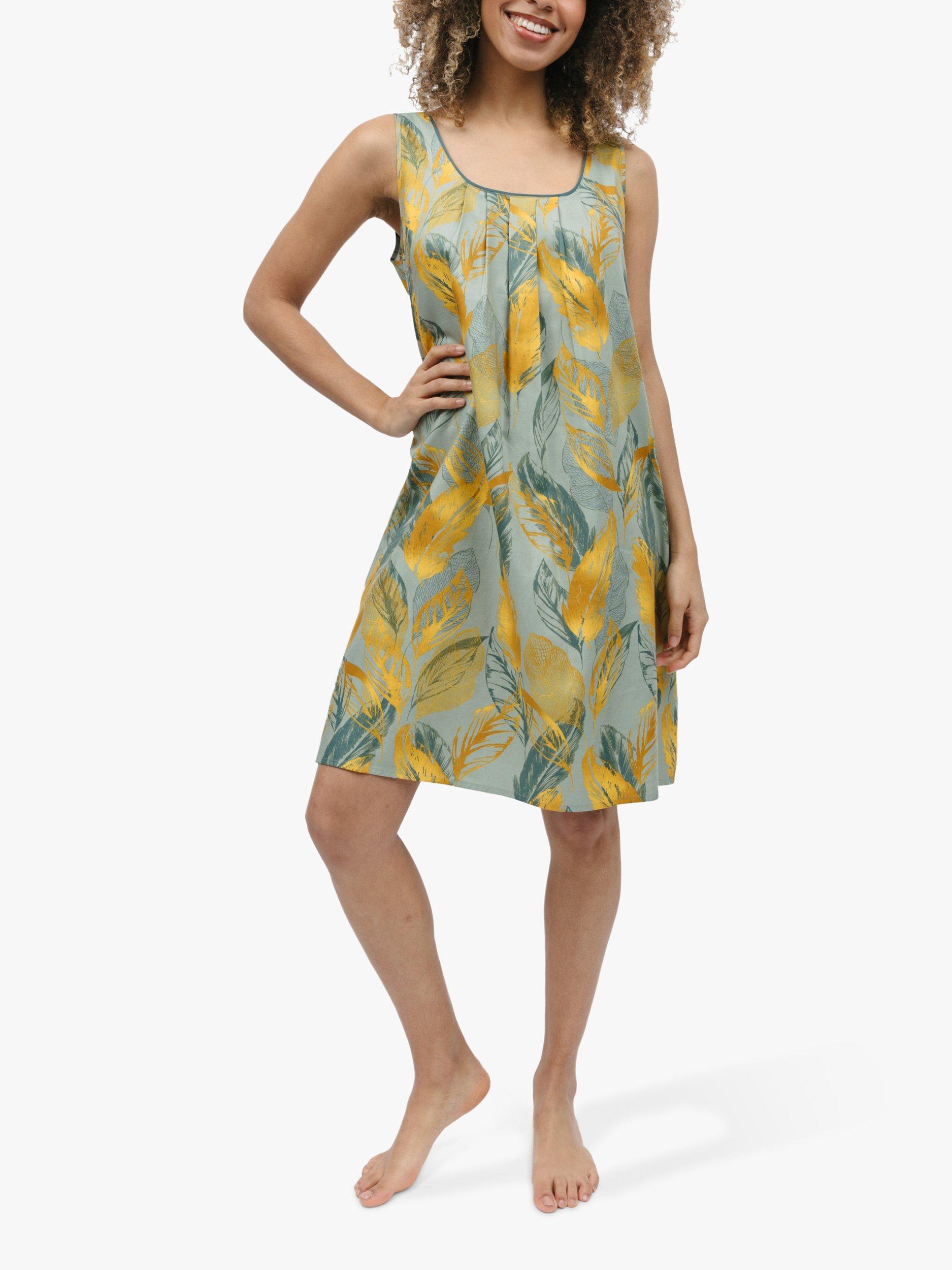 Product image 1 of 4, which shows Cyberjammies Hannah Leaf Sleeveless Nightdress, Green, 12