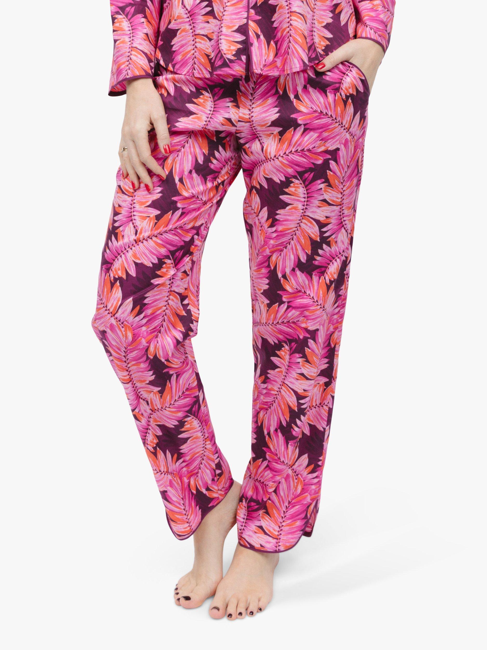 Cyberjammies Carina Palm Leaf Print Pyjama Bottoms, Magenta, 18