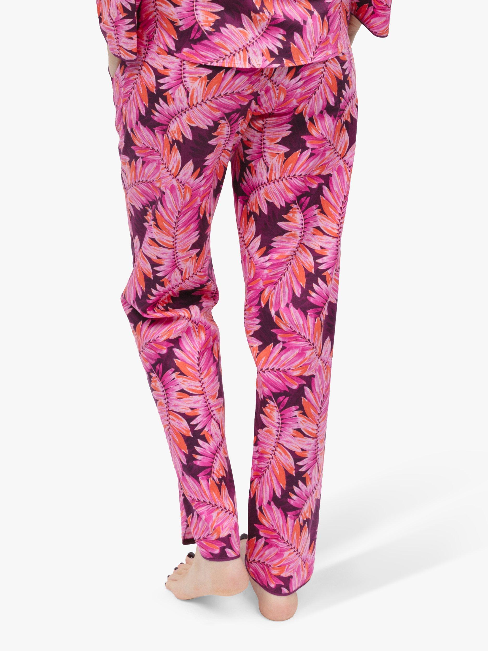 Cyberjammies Carina Palm Leaf Print Pyjama Bottoms, Magenta, 18