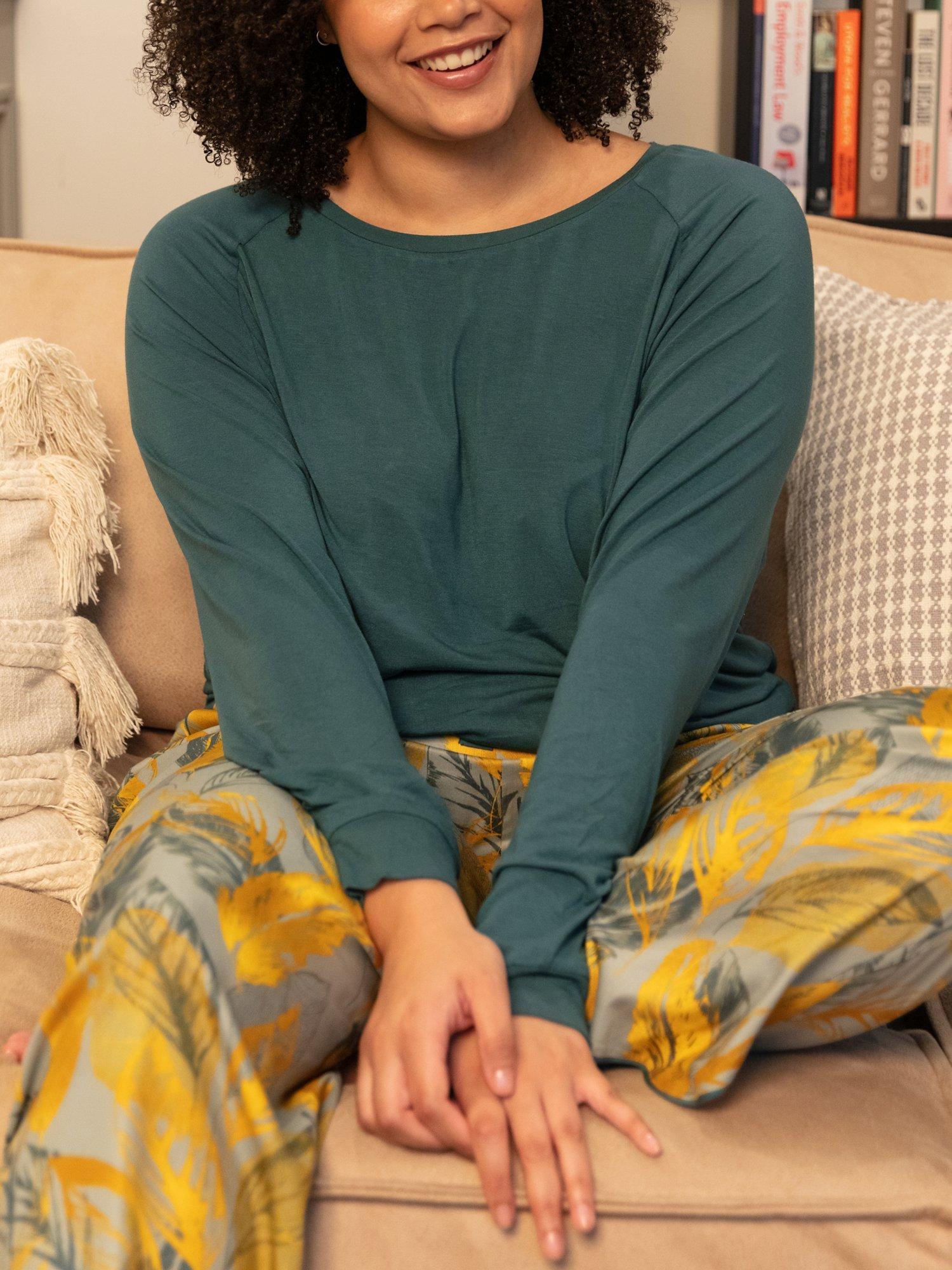 Product image 4 of 4, which shows Cyberjammies Hannah Leaf Pyjama Bottoms, Green, 8