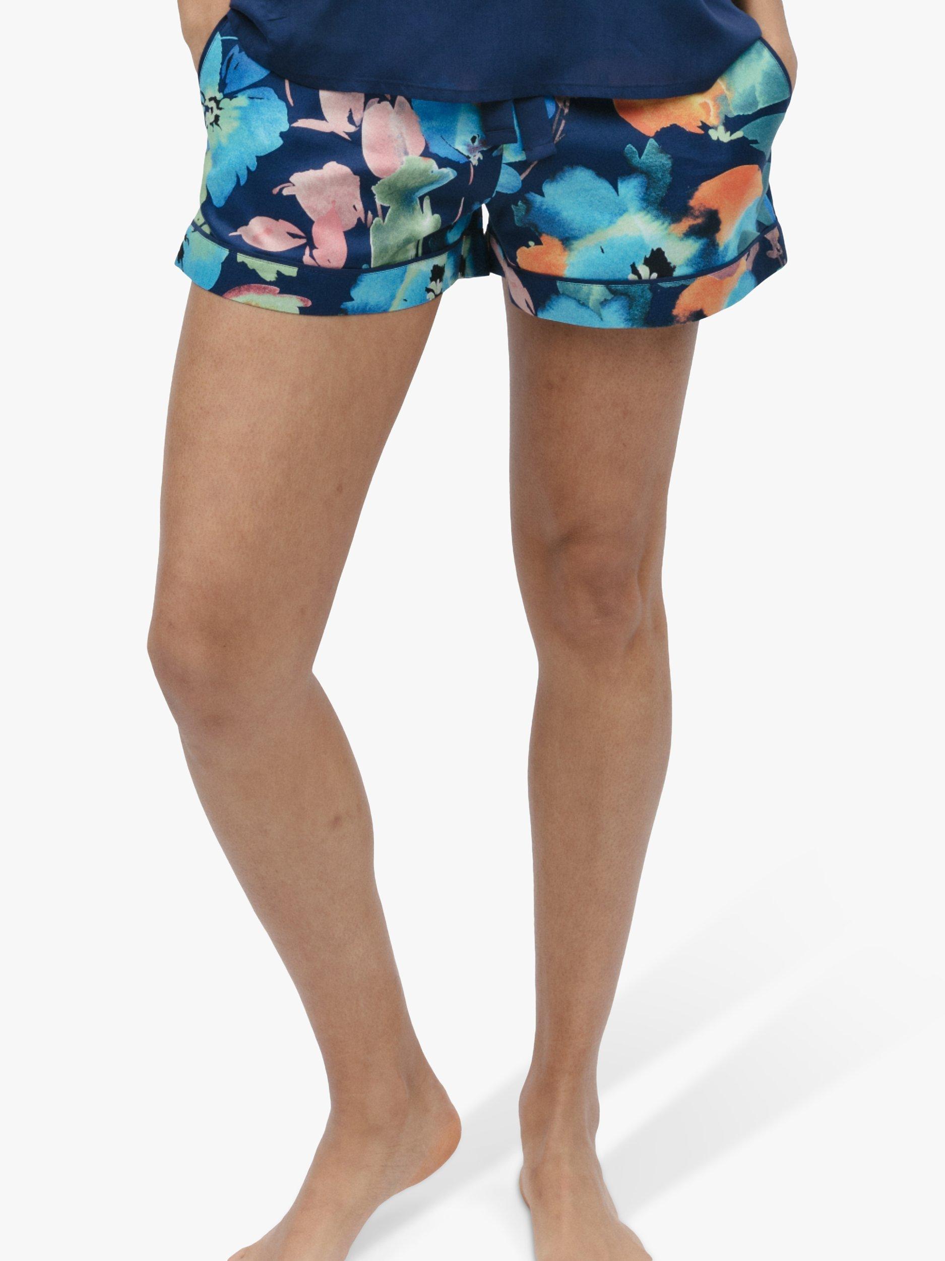 Product image 1 of 4, which shows Cyberjammies Oversized Bloom Floral Pyjama Shorts, Dark Blue, 8