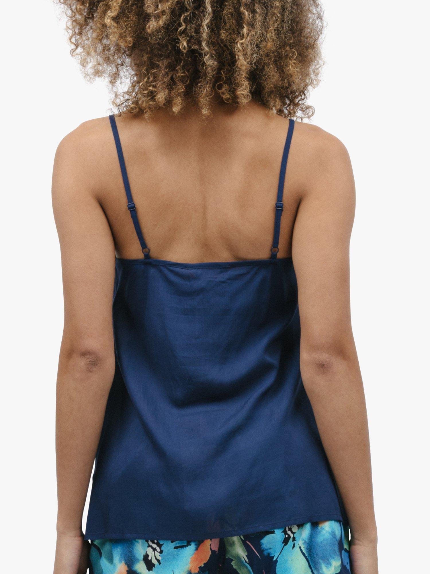 Product image 2 of 4, which shows Cyberjammies Plain Scallop Neck Cami Pyjama Top, Dark Blue, 8