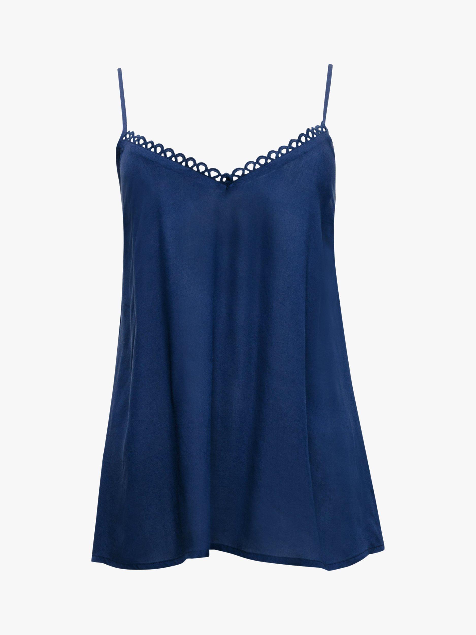 Product image 3 of 4, which shows Cyberjammies Plain Scallop Neck Cami Pyjama Top, Dark Blue, 8
