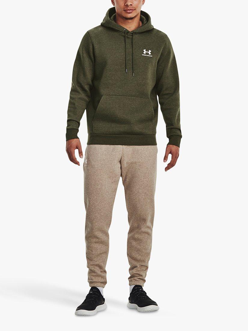 Product image 4 of 6, which shows Under Armour Essential Fleece Hoodie, Marine Green/White, S