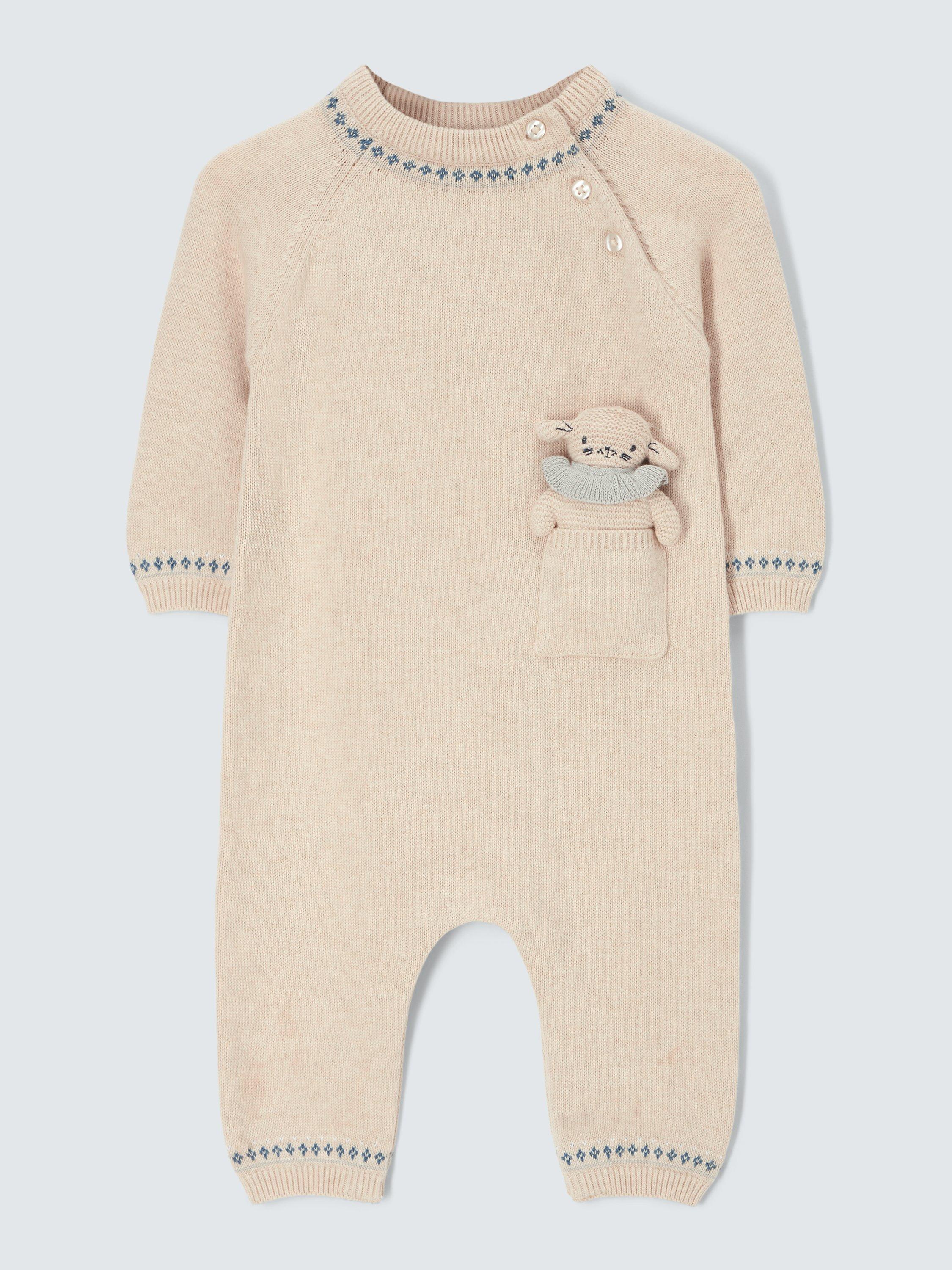 John Lewis Heirloom Collection Baby Cashmere Blend Romper & Toy, Oat