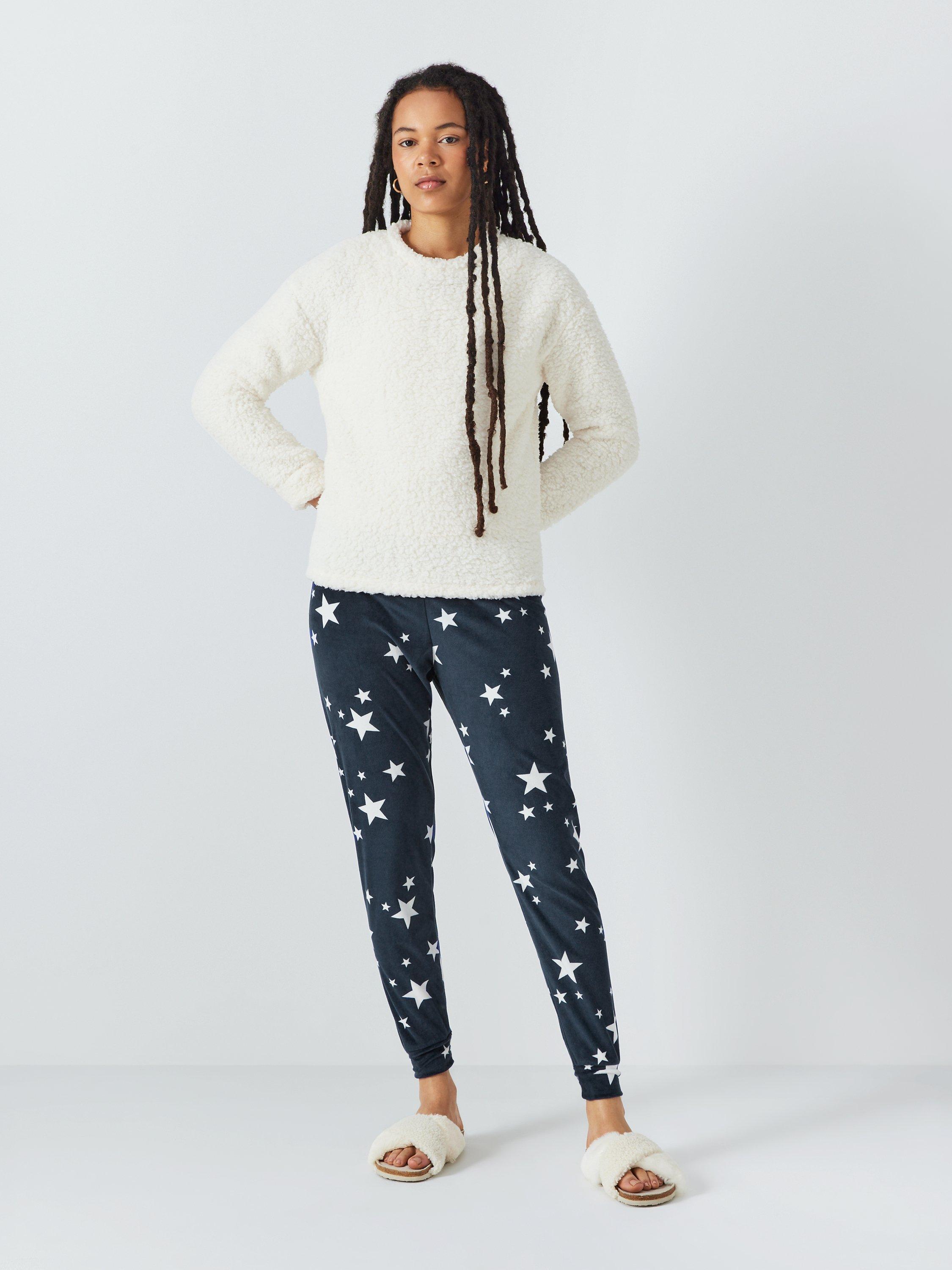 John Lewis ANYDAY Orla Borg Pyjama Set, Navy/Ivory