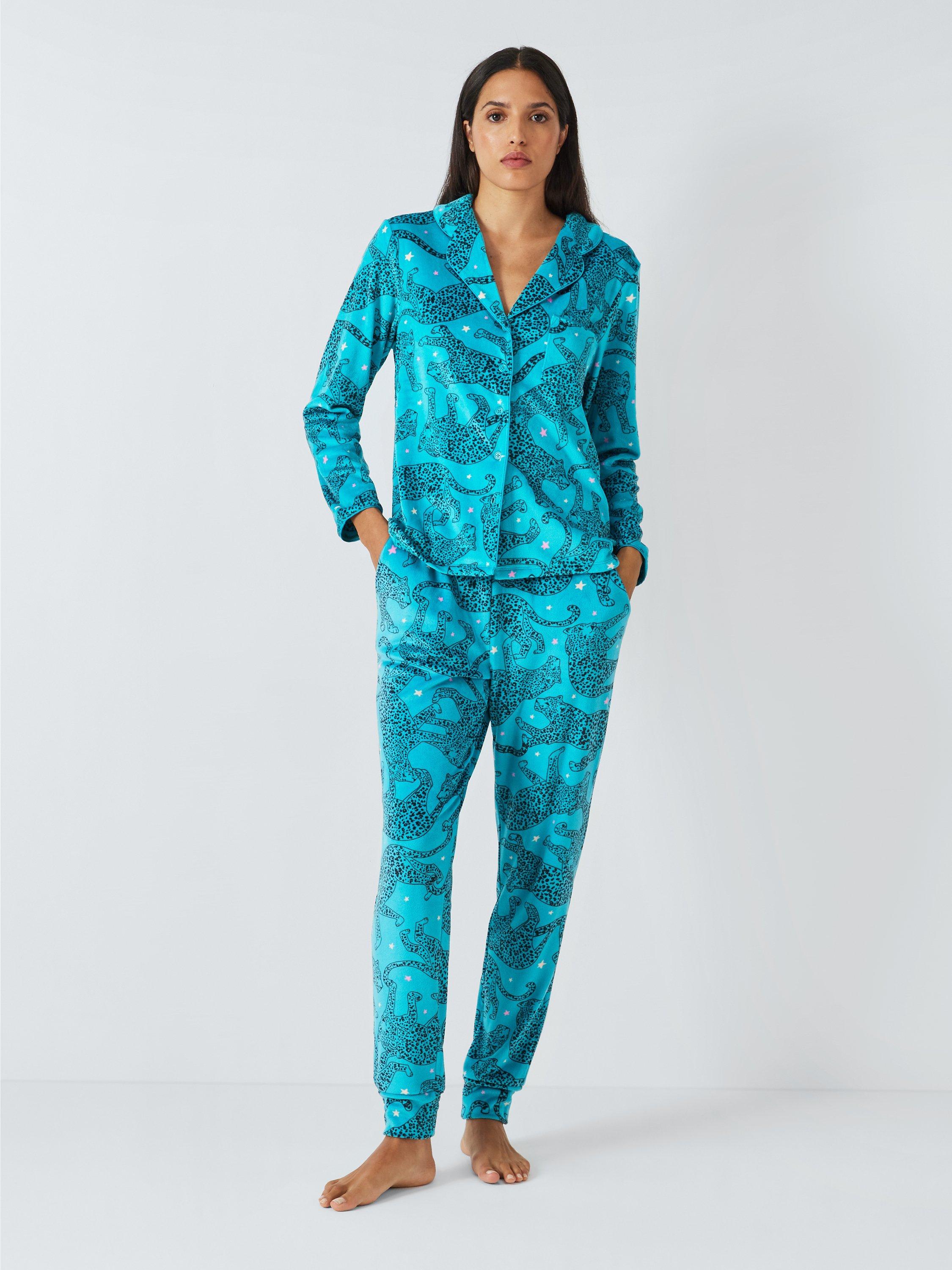 AND/OR Wildcat Velour Shirt Pyjama Set, Teal