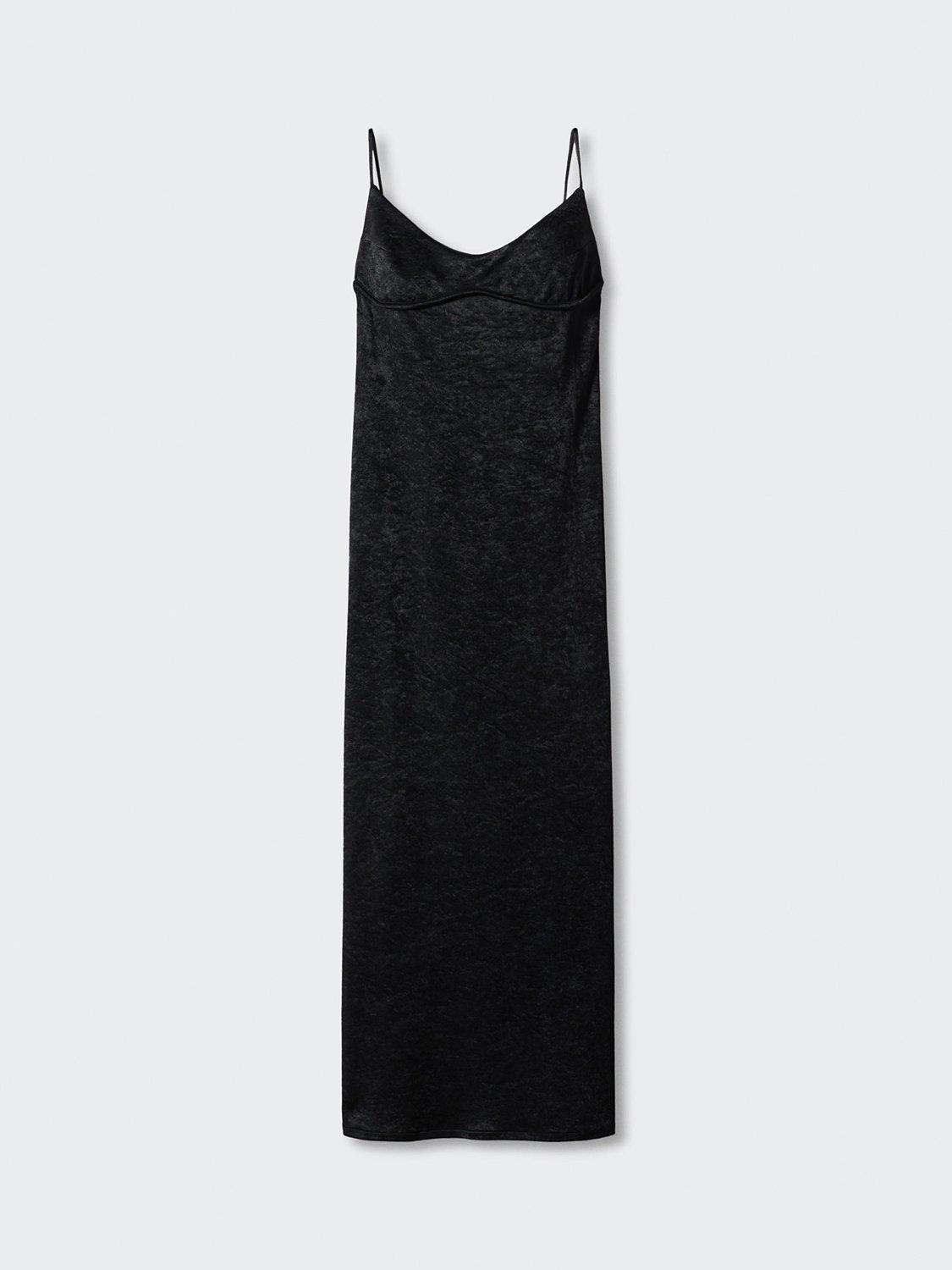 Mango Satin Midi Dress, Black