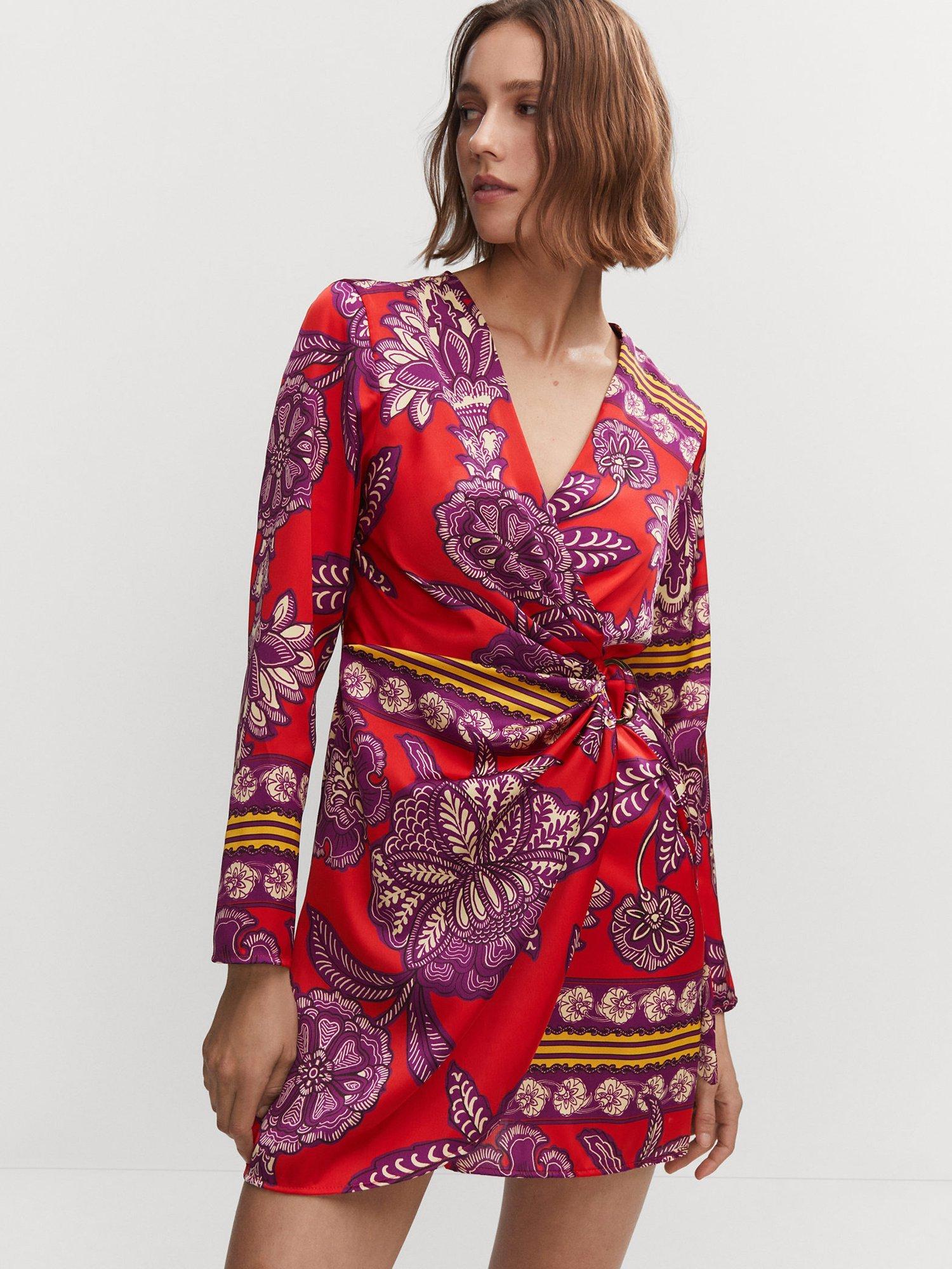 Mango Cuba Wrap Mini Dress, Red