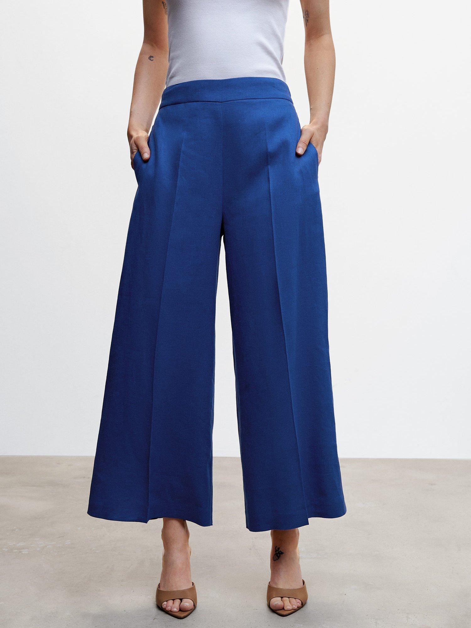 Mango Lote Linen Cropped Culottes