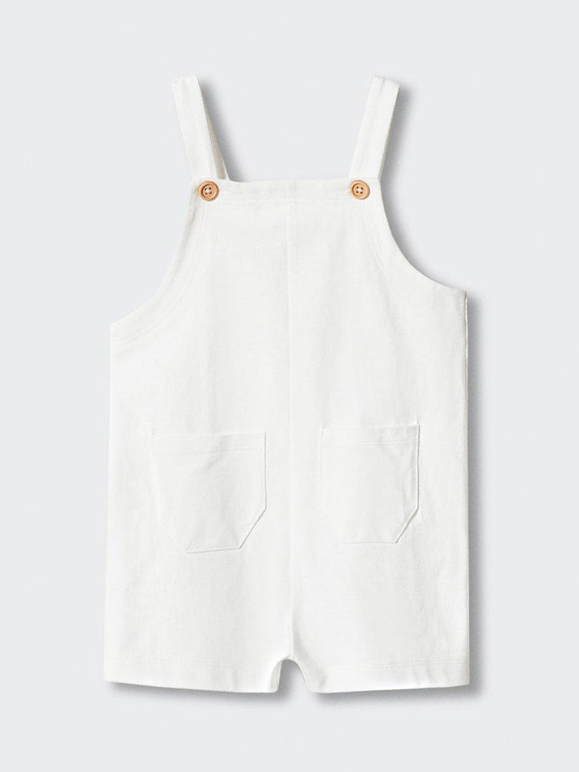 Mango Kids' Tito Dungarees, Natural White