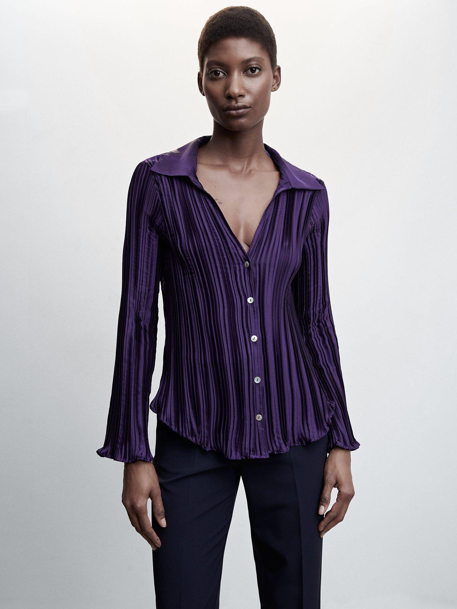 Mango Plisse Textured Shirt, Navy