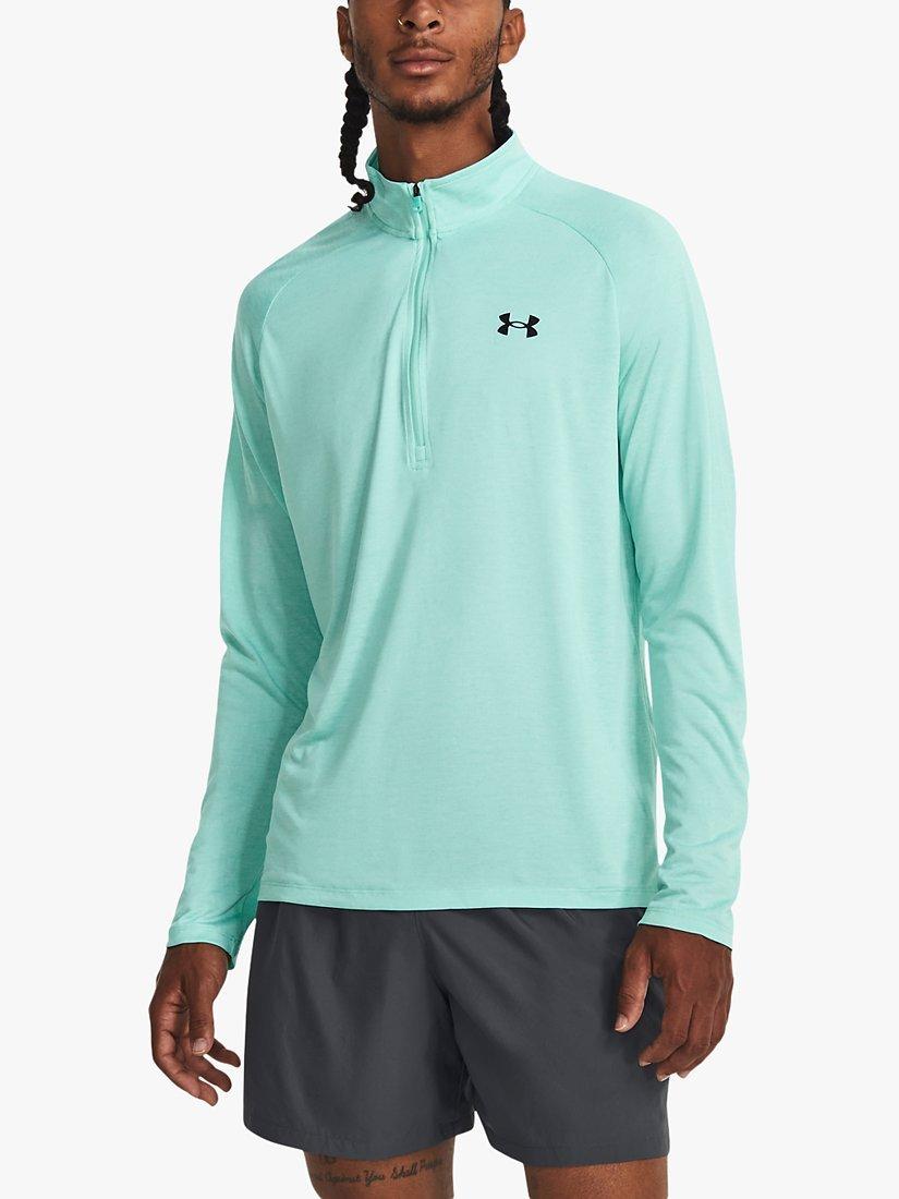 Under Armour Tech 2.0 1/2 Zip Long Sleeve Gym Top, Neo Turquoise/Black