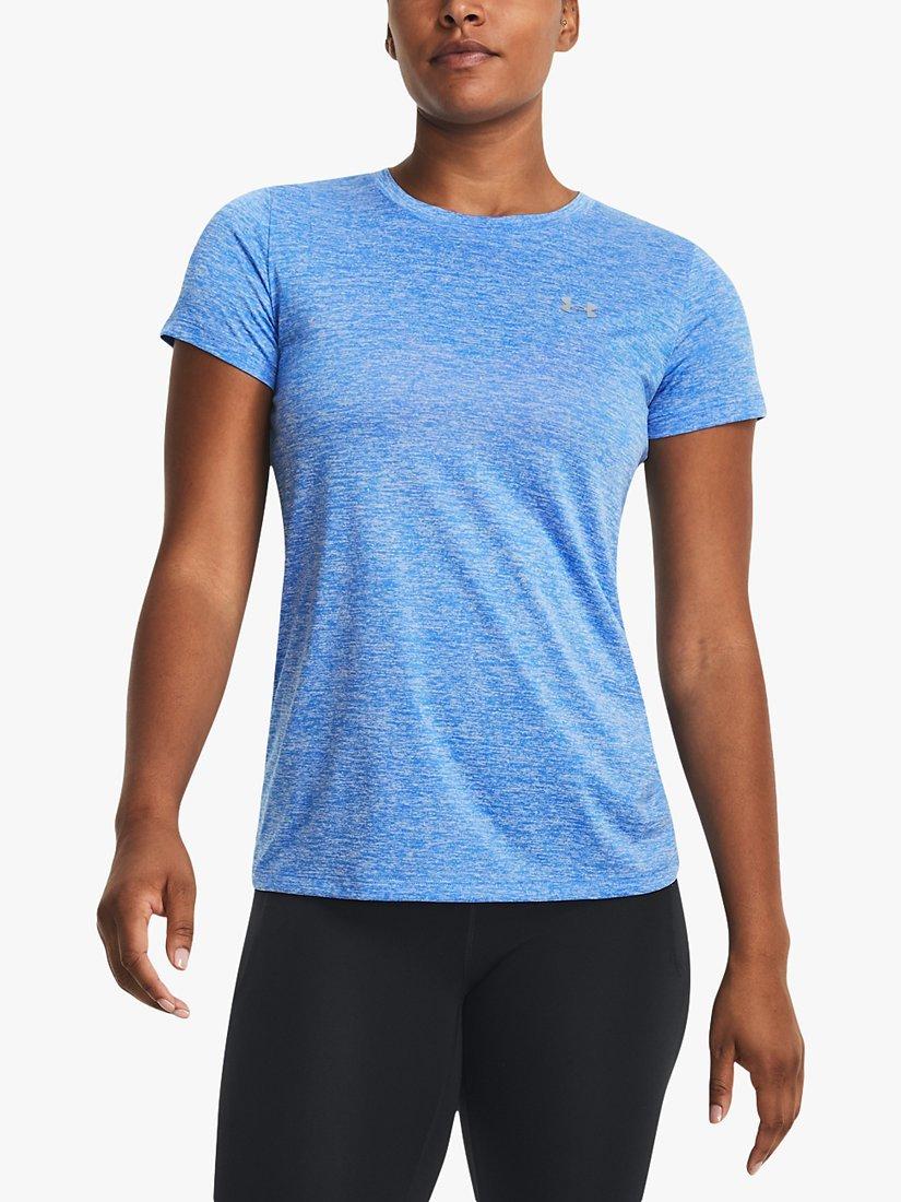 Under Armour Tech Twist Short Sleeve Gym Top, Water/White/Silver