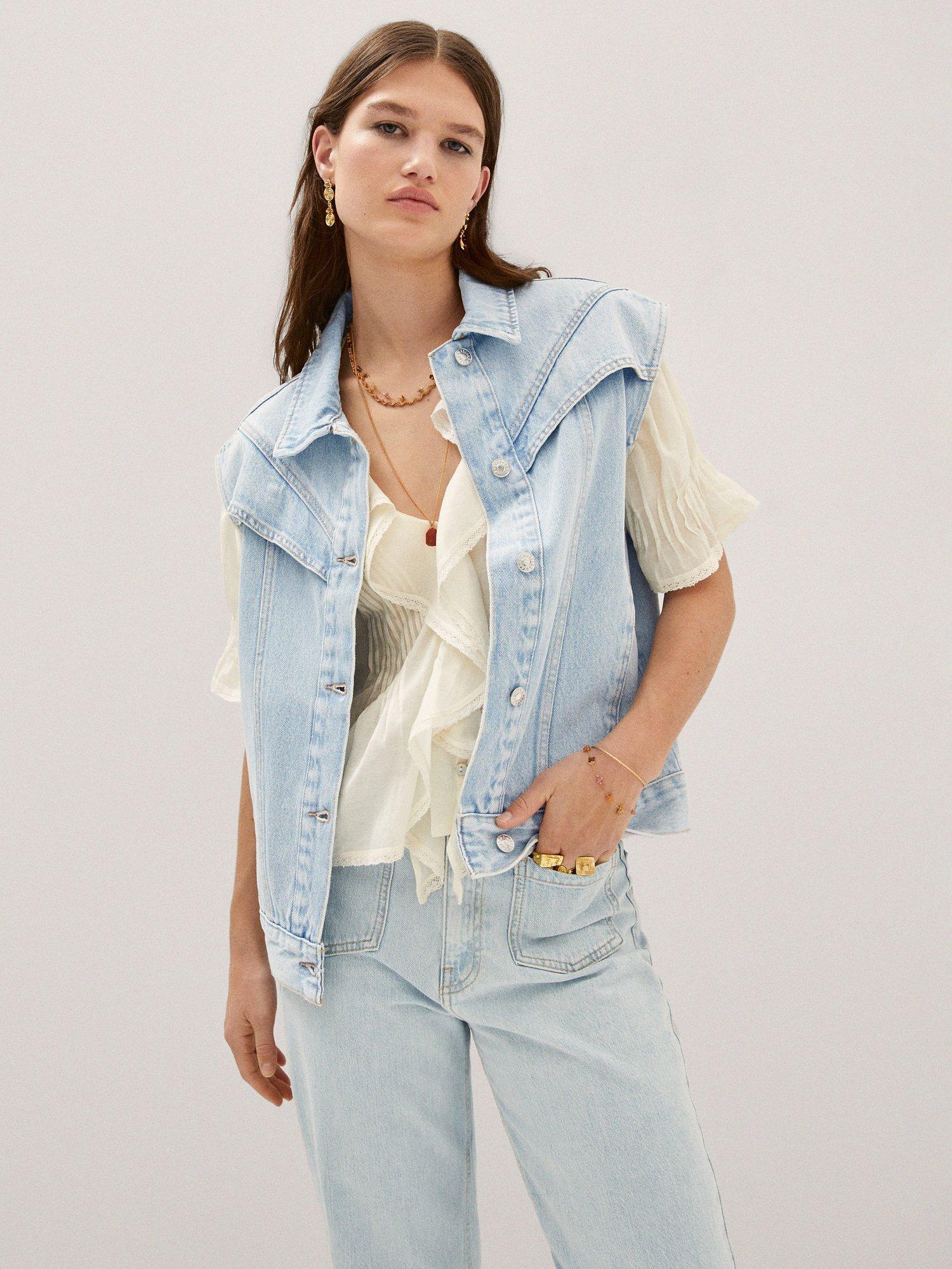 Mango Alaia Waistcoat, Open Blue