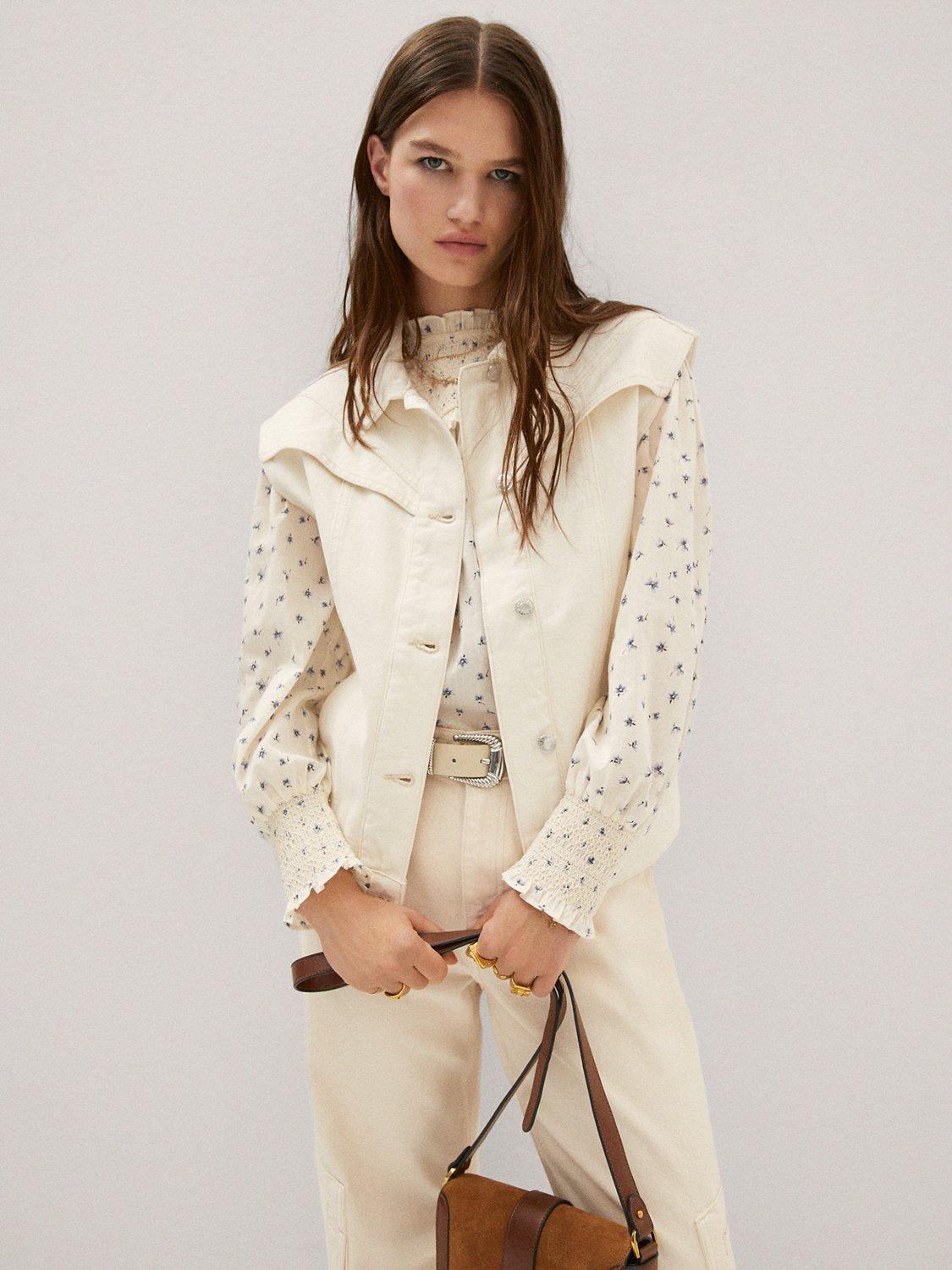 Mango Alaia Waistcoat, Light Beige