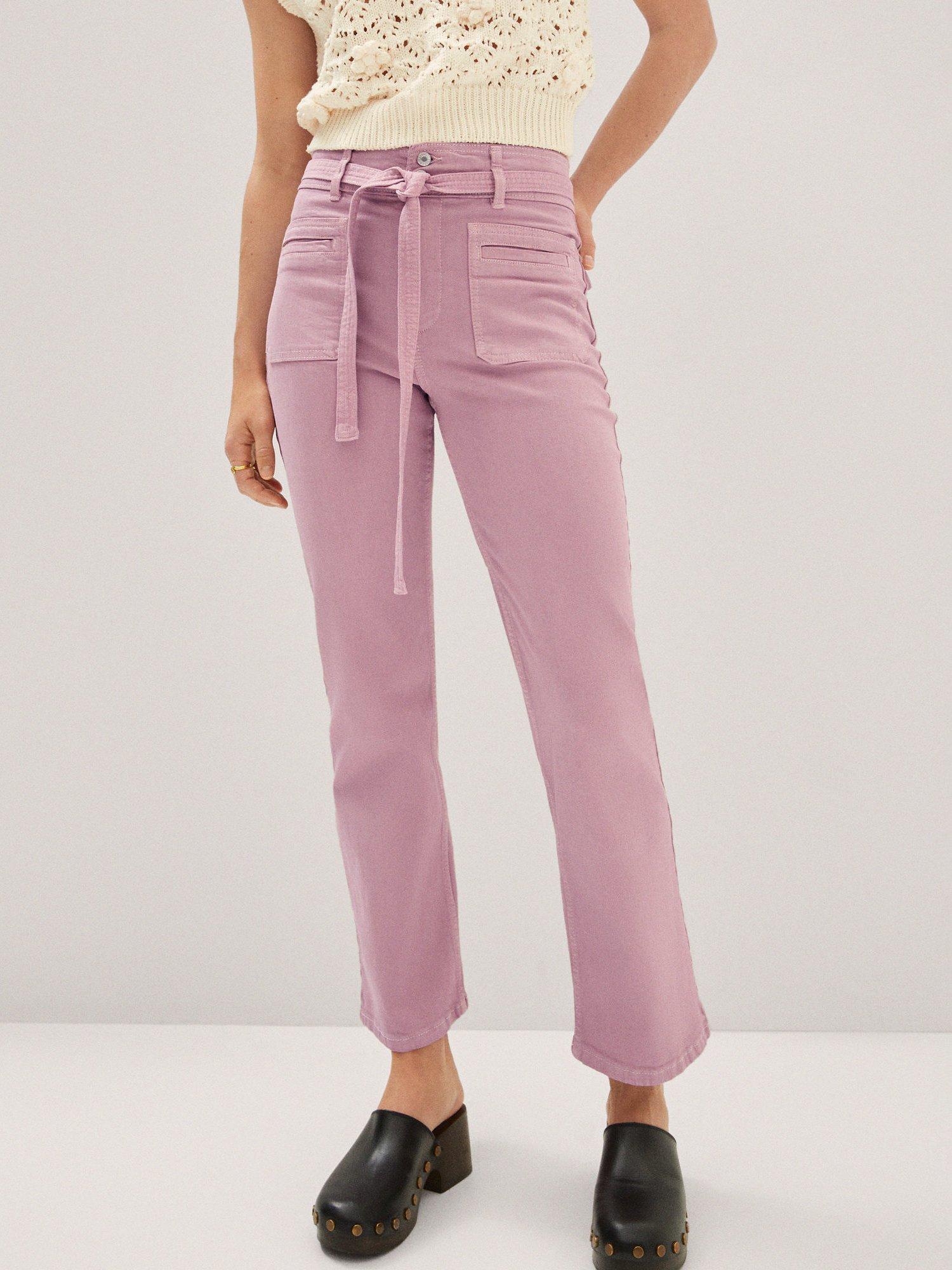 Mango Sasha Slim Cropped Jeans, Pastel Purple