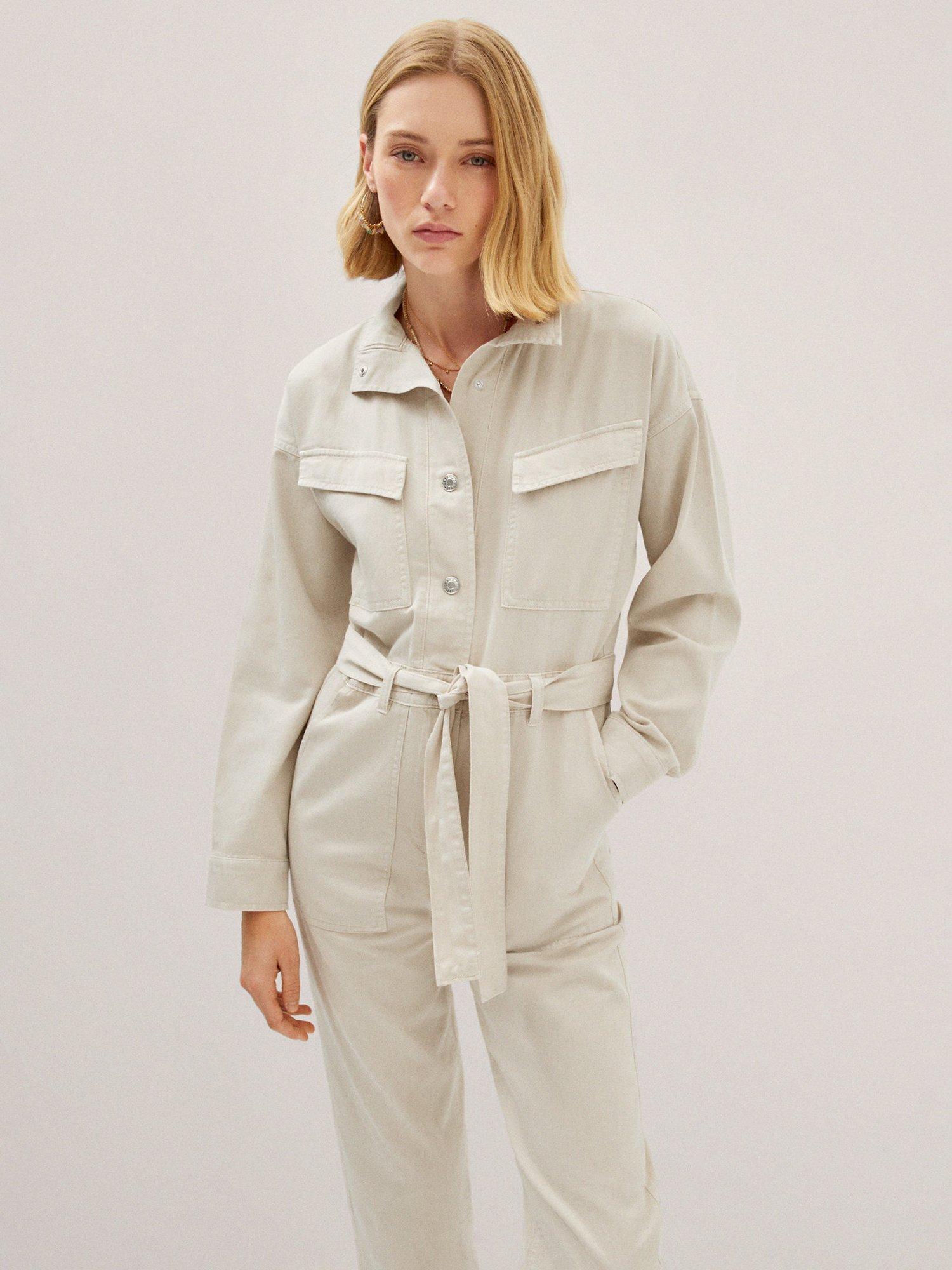 Mango Harper 1 Piece Jumpsuit, Light Beige