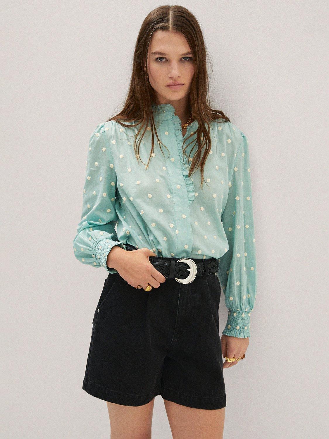Mango Mixy Blouse, Aqua