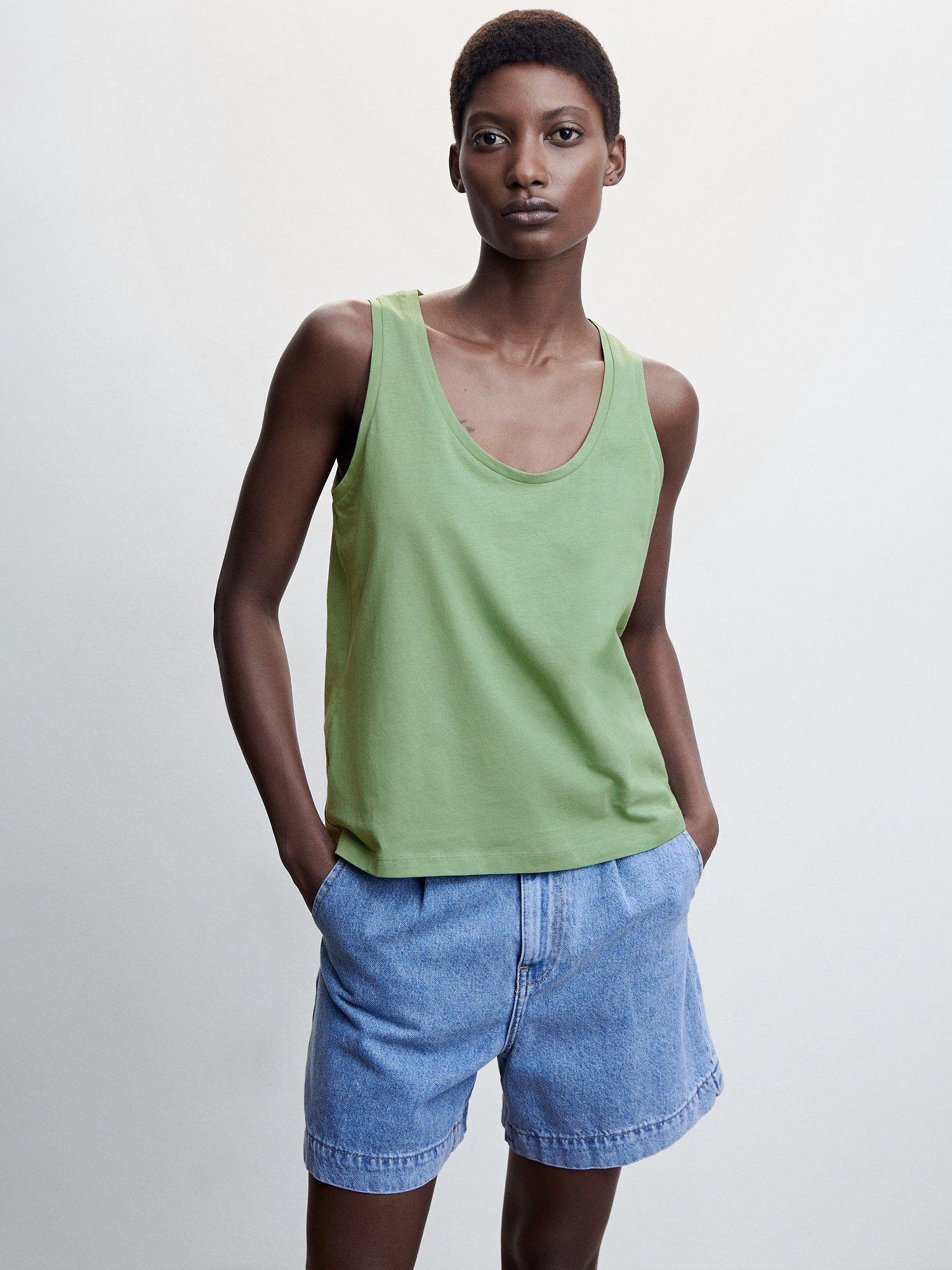 Mango Seo Vest Top, Green