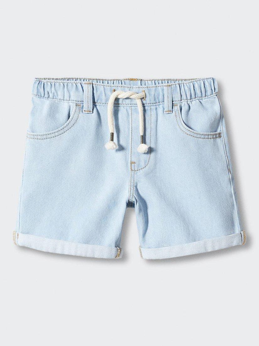 Mango Baby Cancun Cotton Drawstring Bermuda Shorts, Light Open Blue