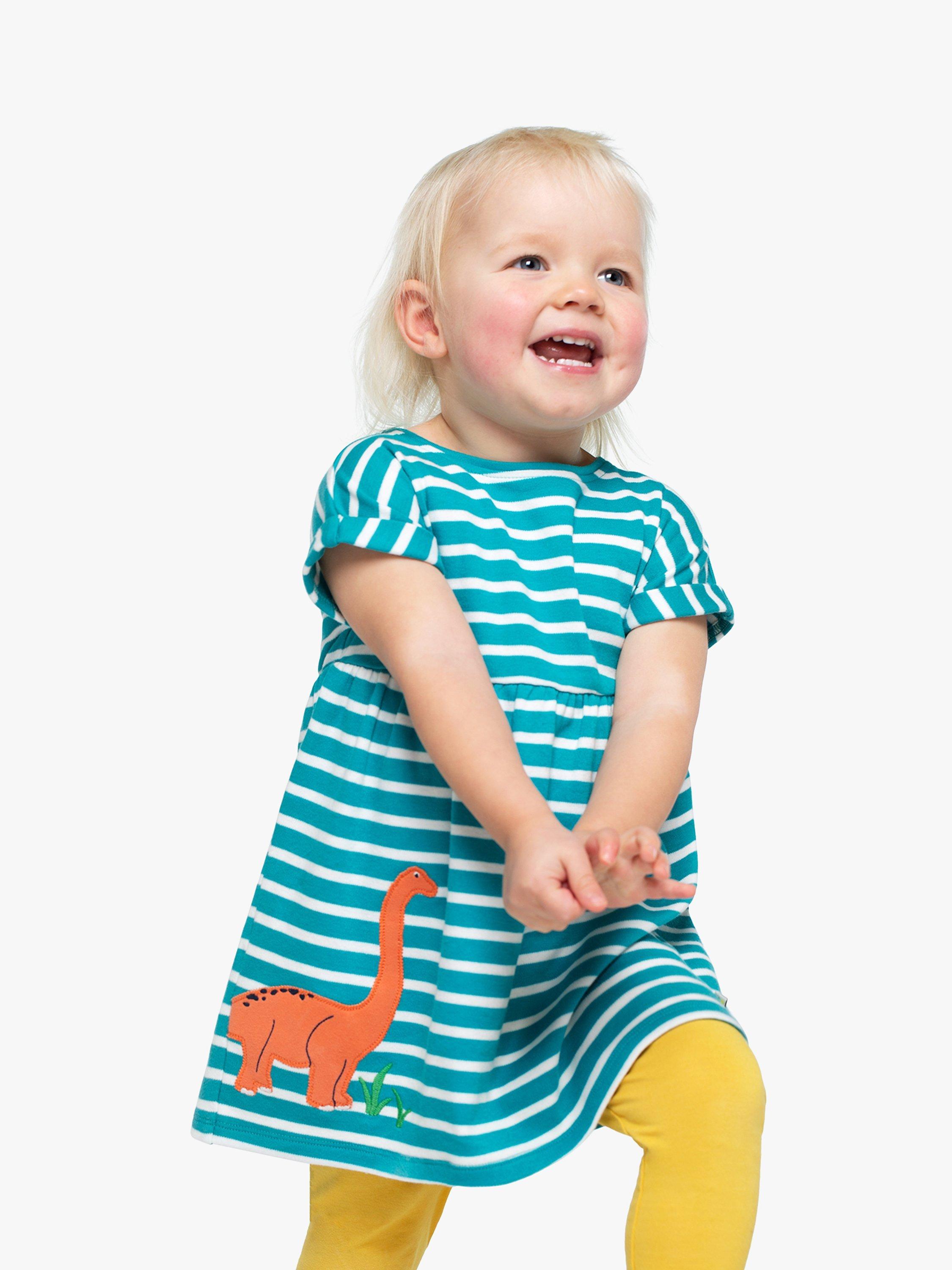 Frugi Baby Olive Organic Cotton Dinosaur/Stripe Top & Leggings Set