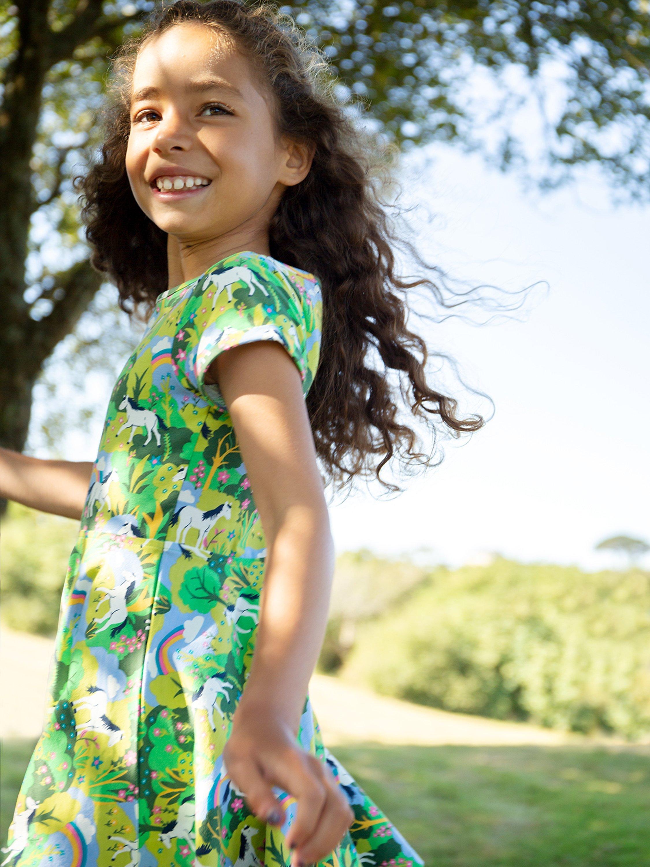 Frugi Kids' Spring Skater Dress, Hedgerow