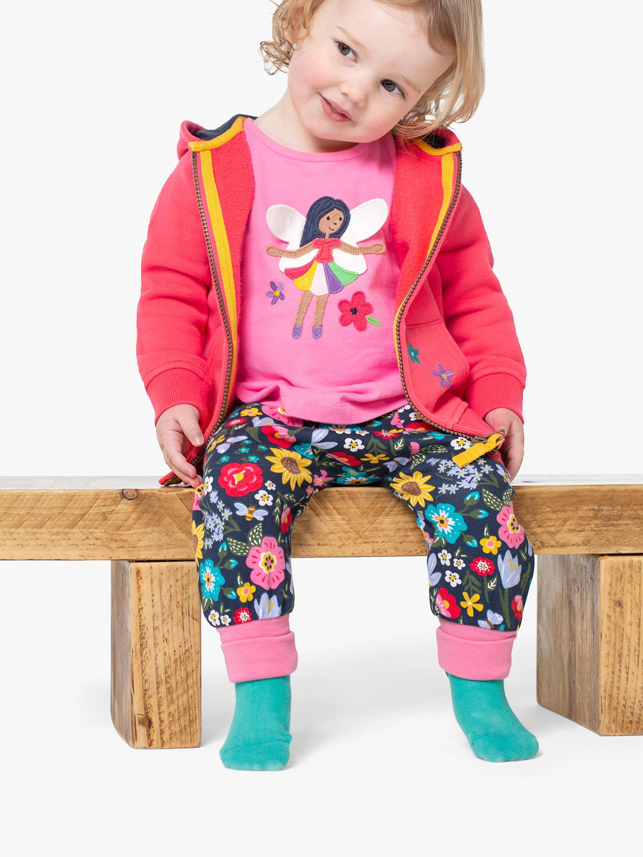 Frugi Kids' Lia Organic Cotton Applique Top, Mid Pink
