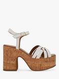 Dune London Jai Cork Block Heel Platform Sandal, White