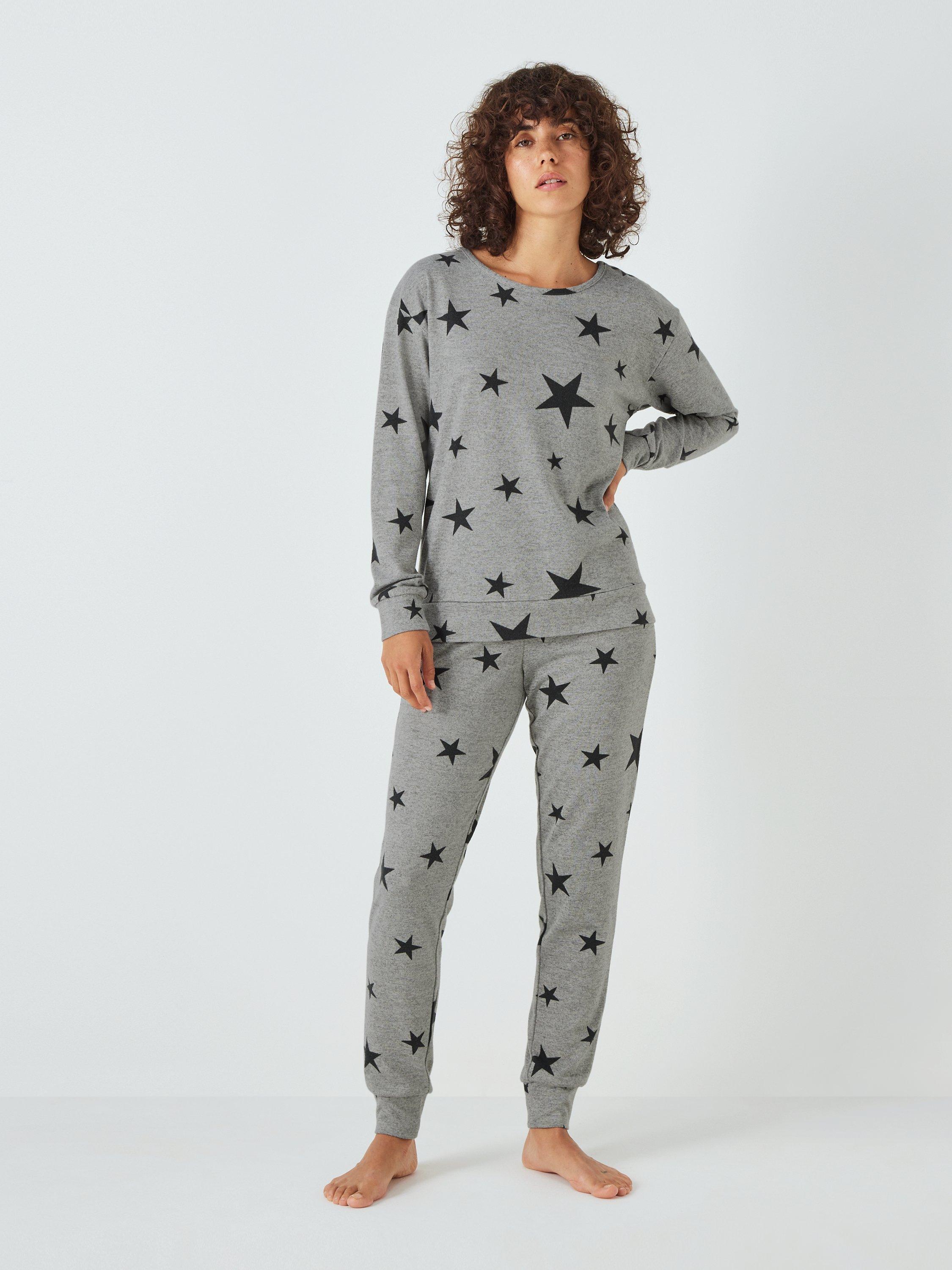 John Lewis Elora Star Jersey Pyjama Set, Grey