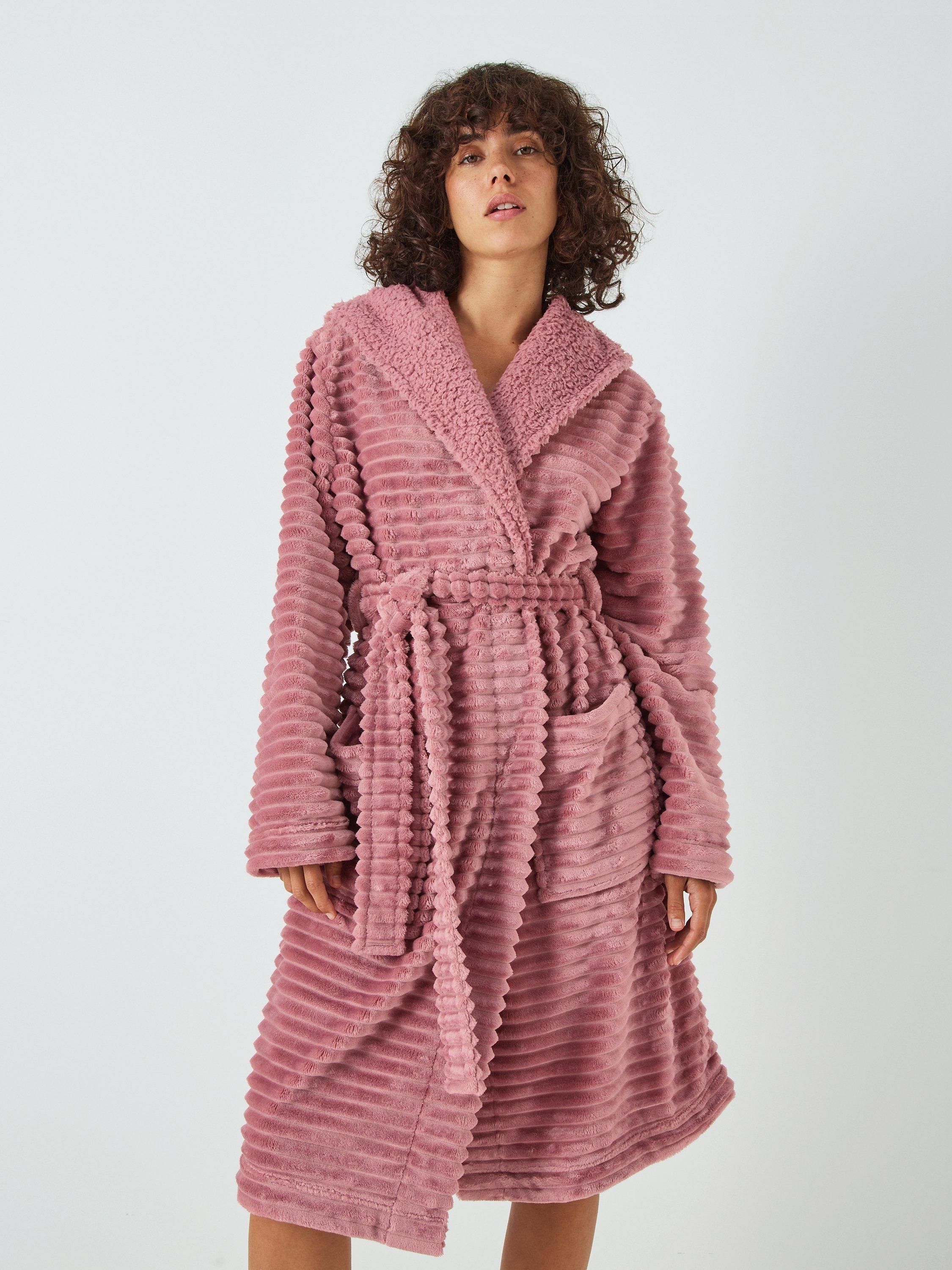 John Lewis Fleece Ribbed Dressing Gown