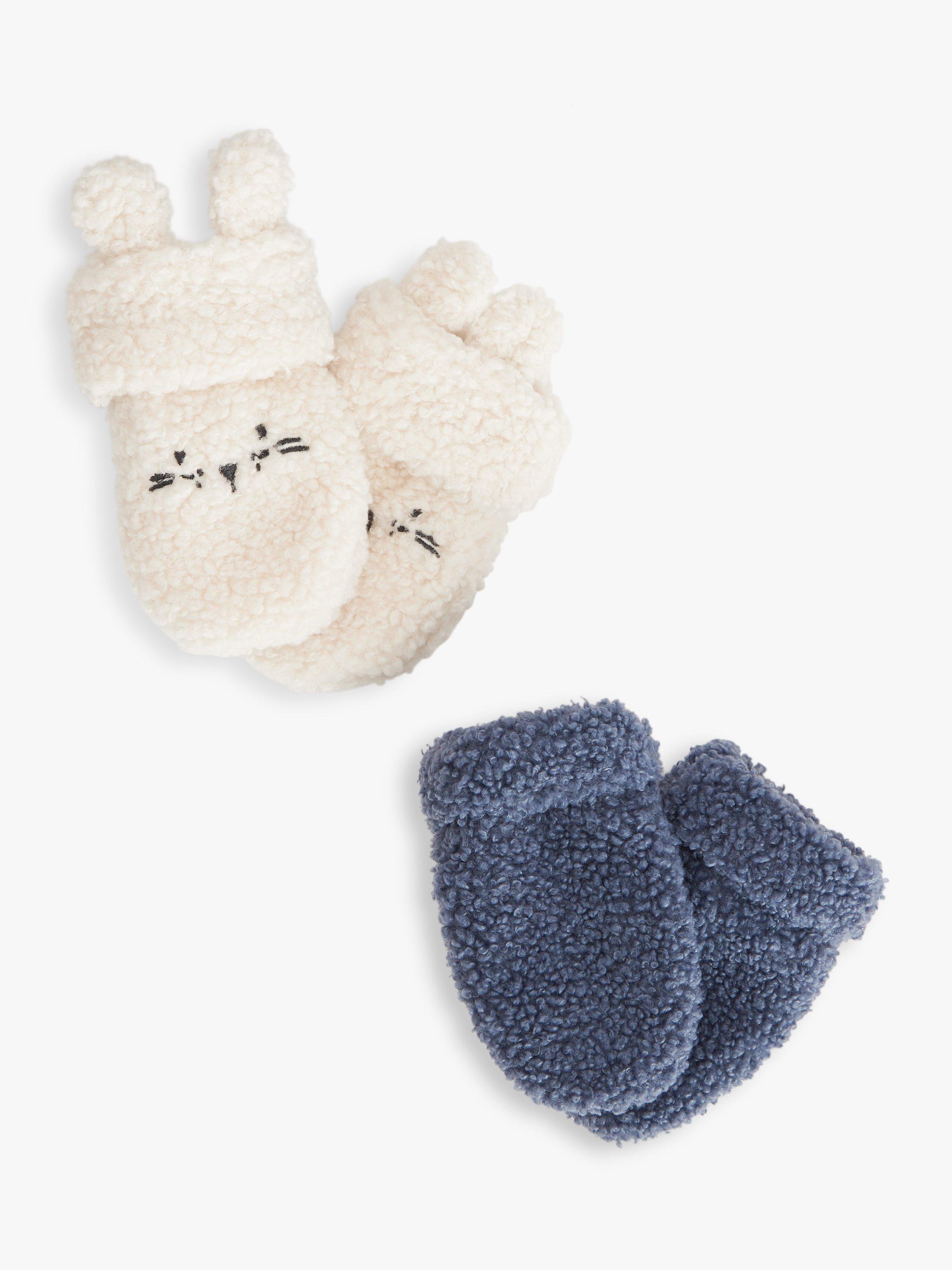 John Lewis Baby Borg Mittens, Pack of 2, Multi