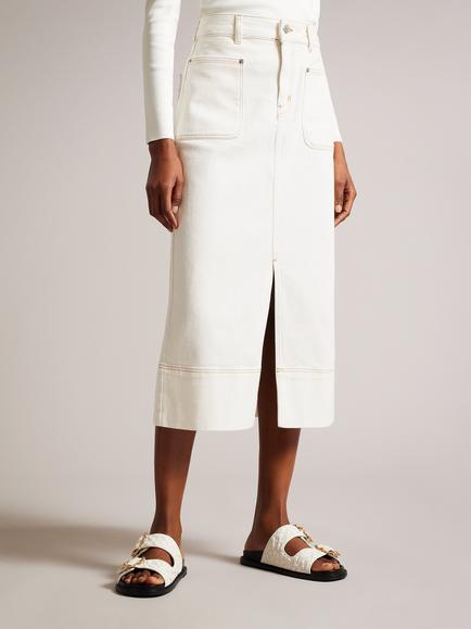 Ted Baker Jomana Denim Pencil Skirt, Natural Ivory