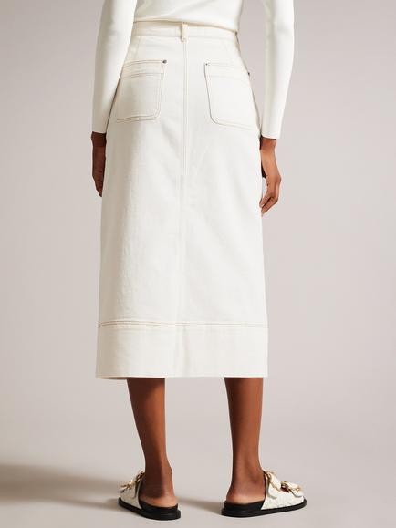 Ted Baker Jomana Denim Pencil Skirt - view 2, Natural Ivory